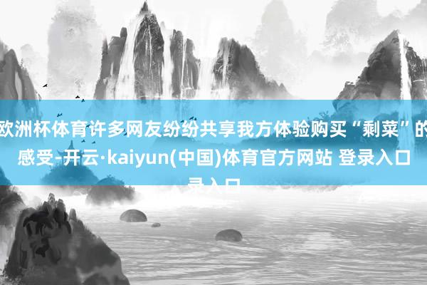 欧洲杯体育许多网友纷纷共享我方体验购买“剩菜”的感受-开云·kaiyun(中国)体育官方网站 登录入口