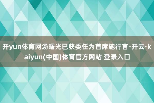 开yun体育网汤曙光已获委任为首席施行官-开云·kaiyun(中国)体育官方网站 登录入口
